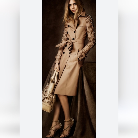 Burberry Jackets & Blazers - BURBERRY prorsum S 38IT 2 4 spikes studded Silver hardware khaki gabardine Italy